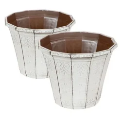 Set Of 4 'Callista' Round Planters And Baskets 25-30cm (10-12in) Vintage Rust -Gardenista Store 130367 2