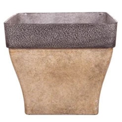 'Diablo' Square Planter 36cm (14in) Brown