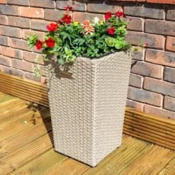 Square Rattan Planter In Natural Weave-Pack Of 2