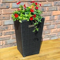 Square Rattan Planter In Black Weave-Pack Of 2